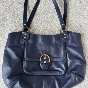 Coach Campbell Belle Carryall Navy Blue Leather F24961
